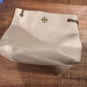 Tory Burch Cream Leather Chain-Detail Shoulder Bag